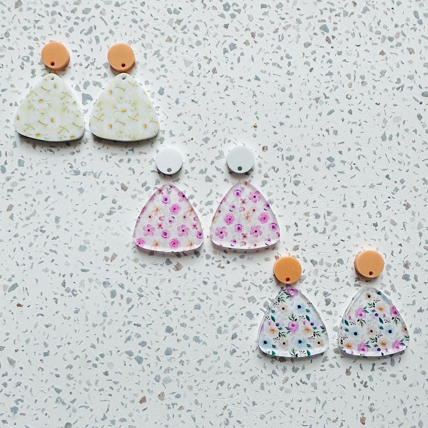 Printed Rounded Triangle Dangles