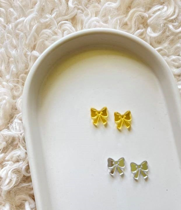 Bow Studs Engraved Mirror 15mm Pair of Blanks