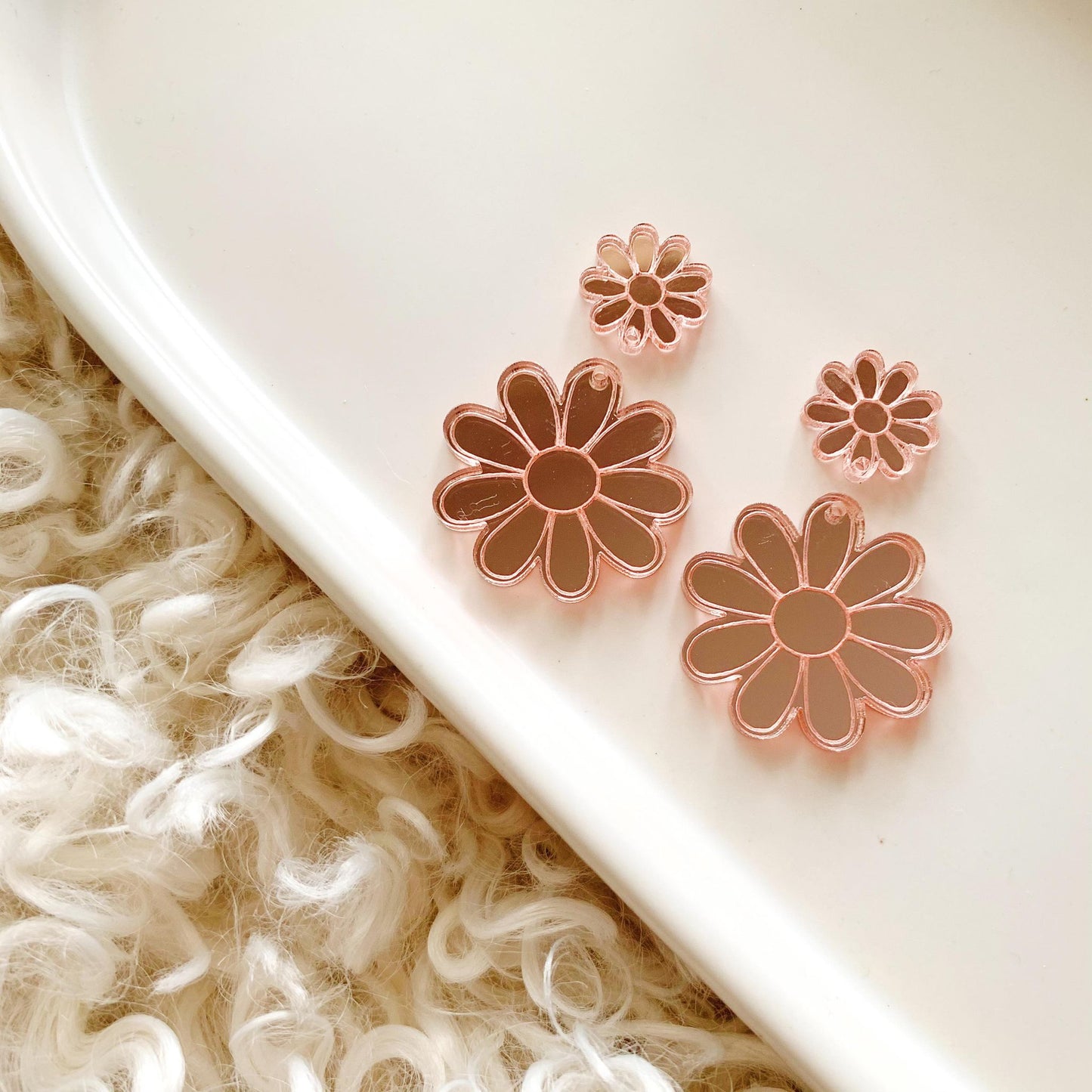 Daisy Dangles with Holes - 30mm Pair of Engraved Blanks