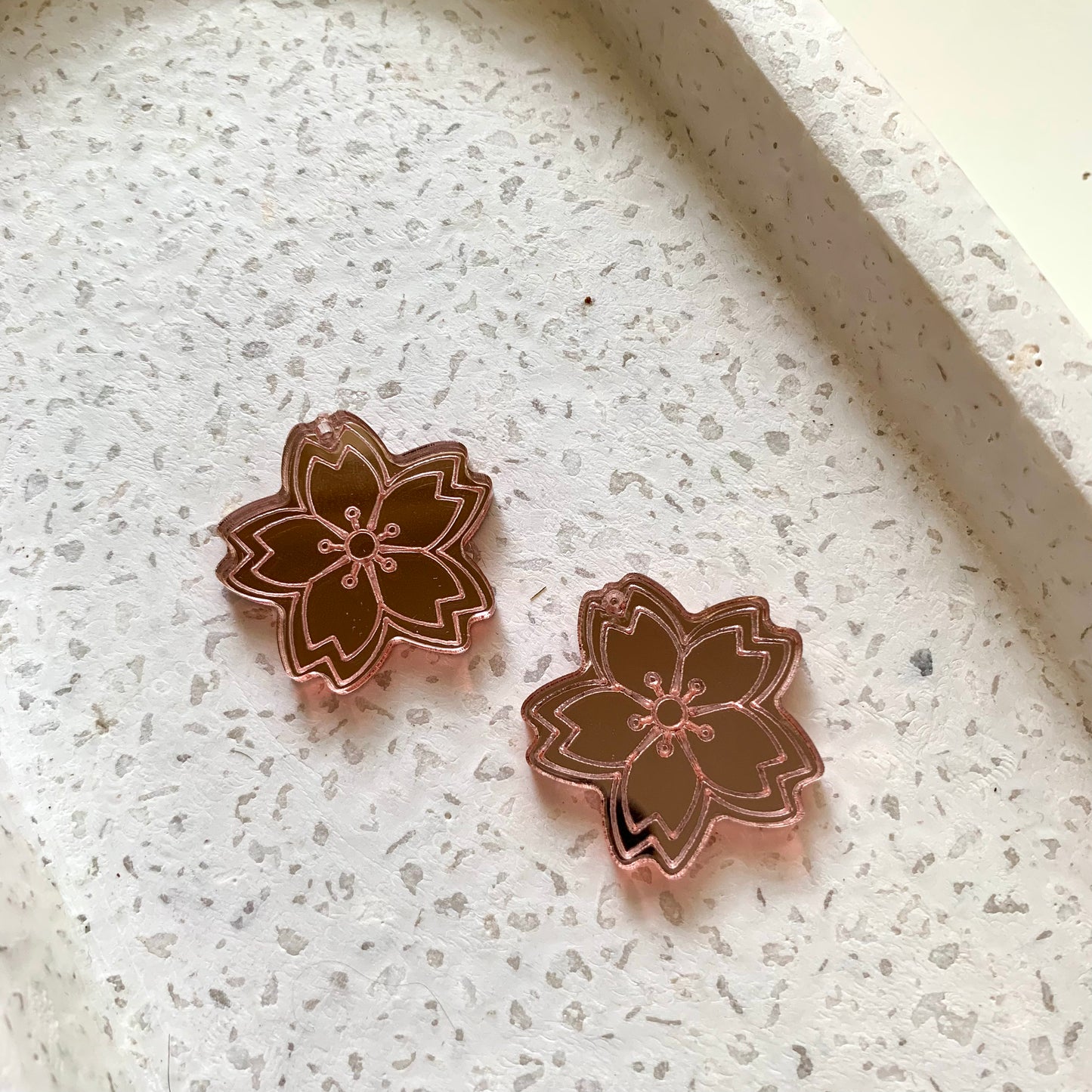 Sakura Blossom Dangles with Holes - 30mm Pair of Engraved Blanks