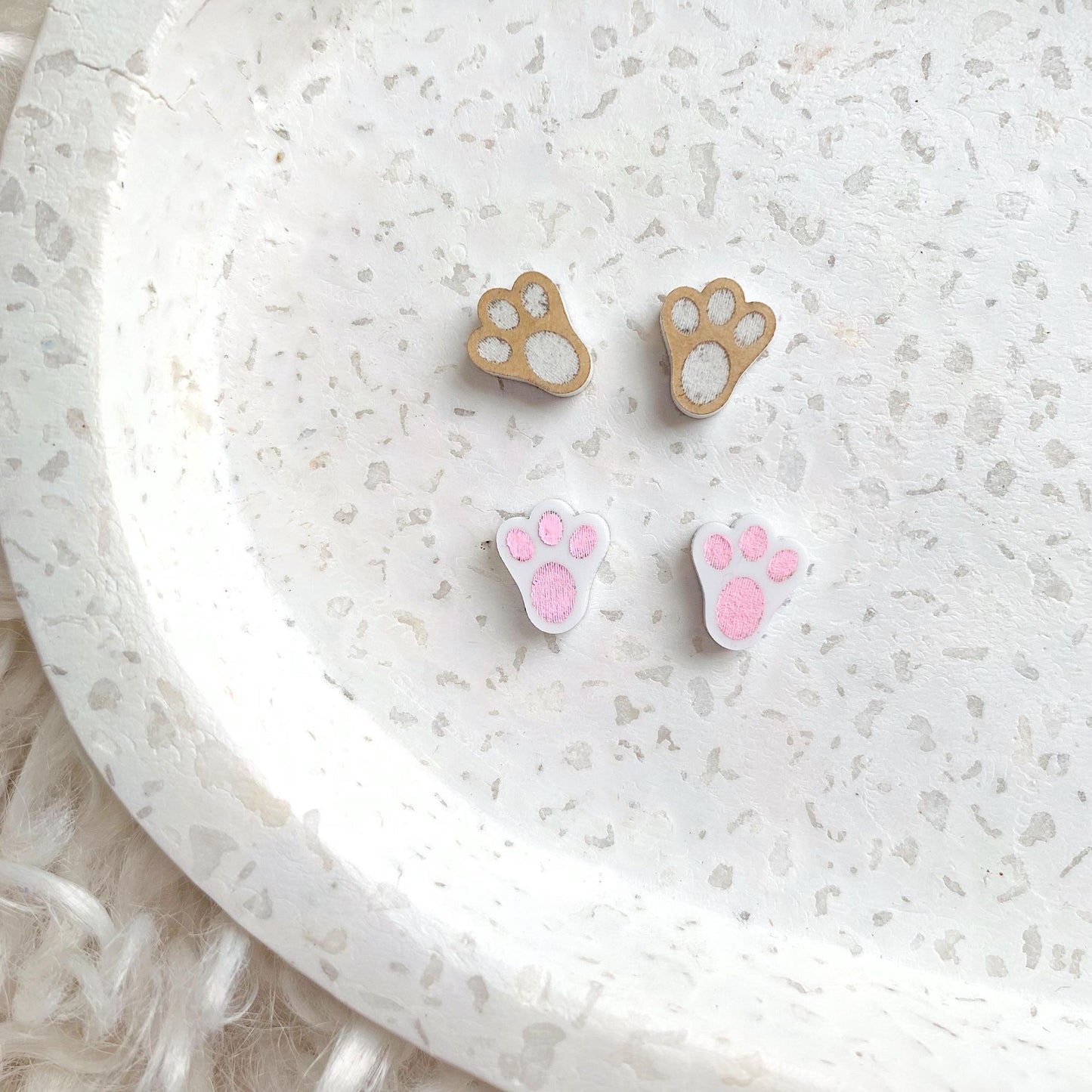 Teeny Bunny Feet Engraved Studs for Paint Fill