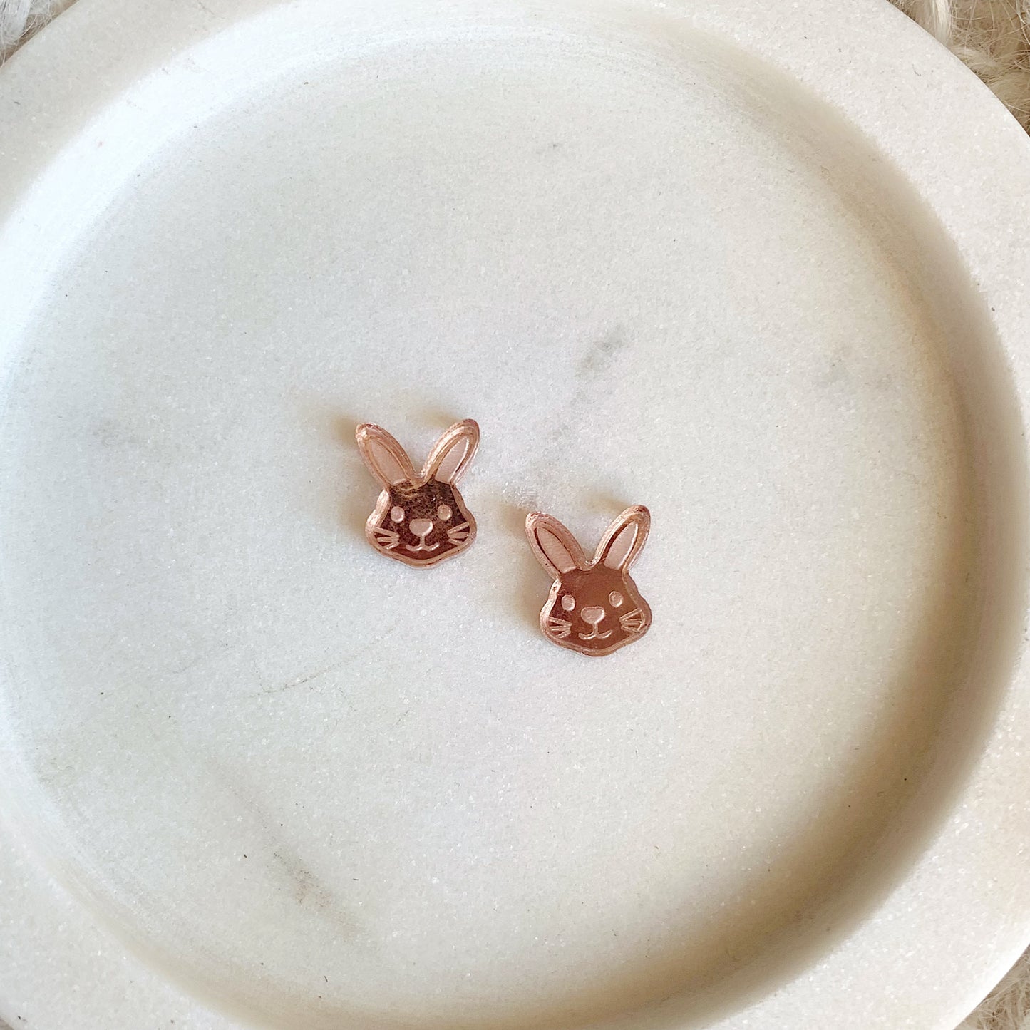 Bitty Bunny 12mm Engraved Mirror Stud Pair