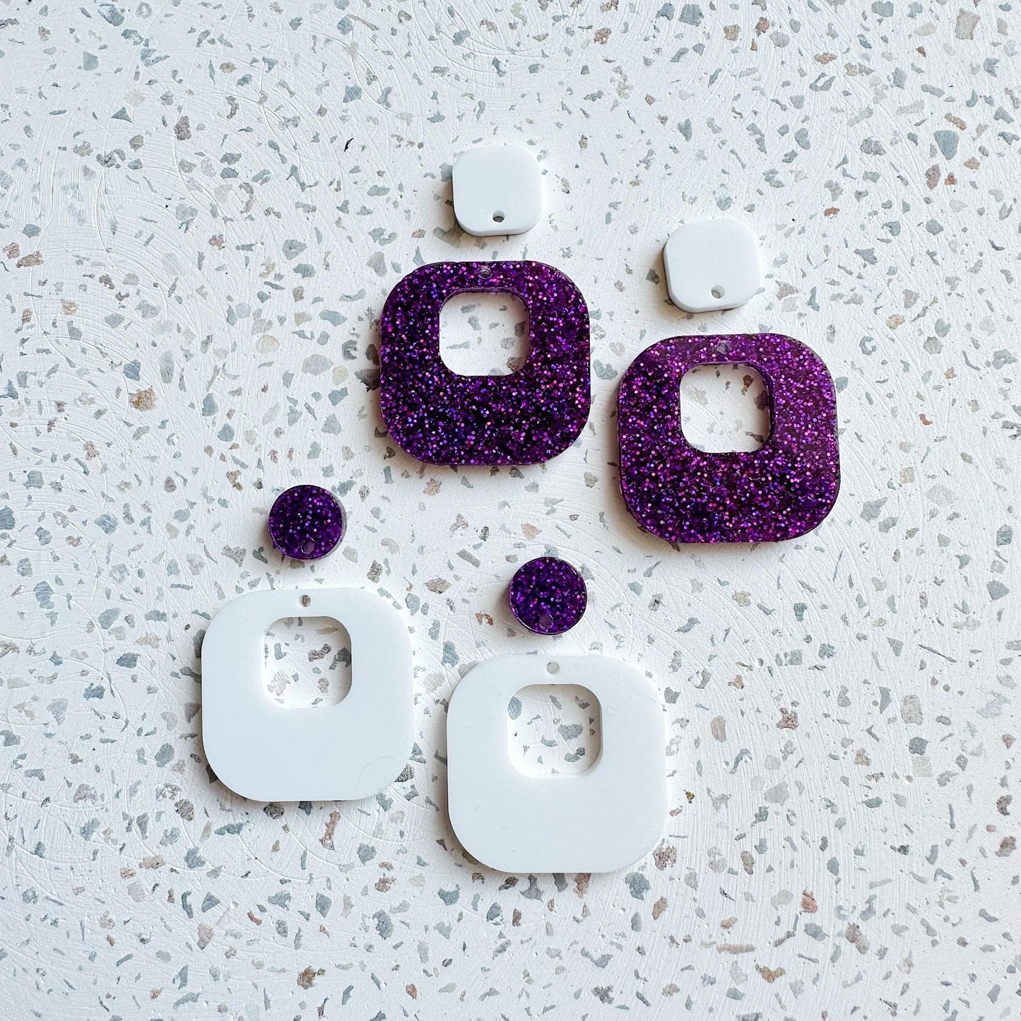 10mm Rounded Square Earring Toppers with Hole