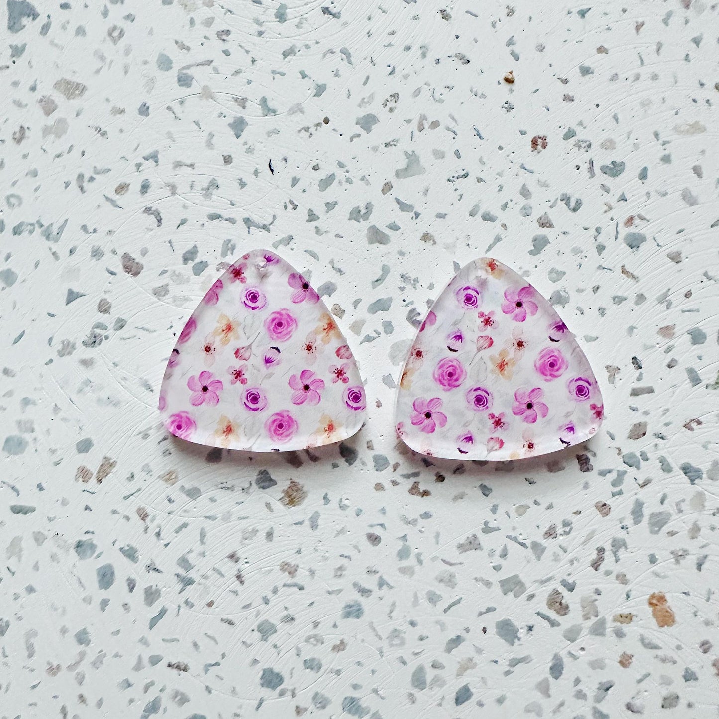 Printed Rounded Triangle Dangles