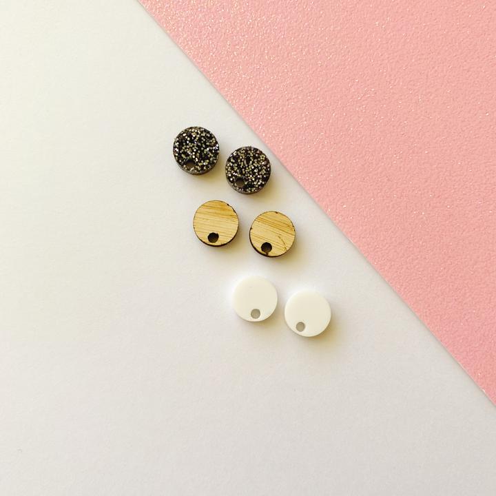 15mm Pair of Circle Stud Blanks with Hole