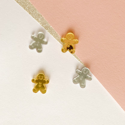 Pair of 15mm Engraved Gingerbread Man studs