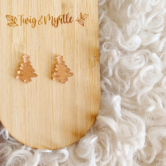 Squiggle Tree Studs - Engraved Mirror