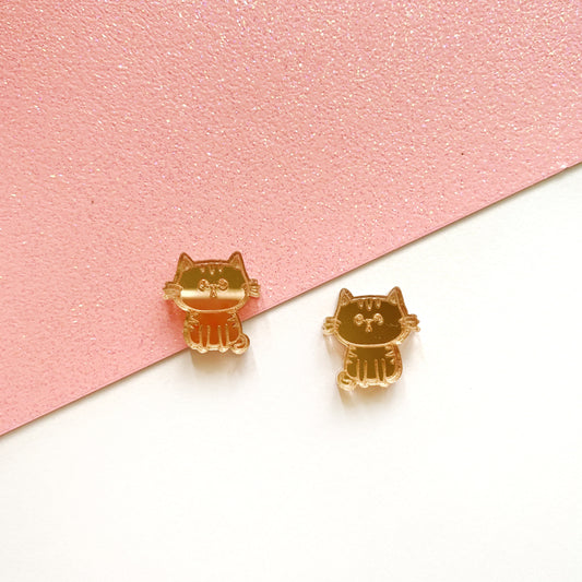 15mm Engraved Cat studs